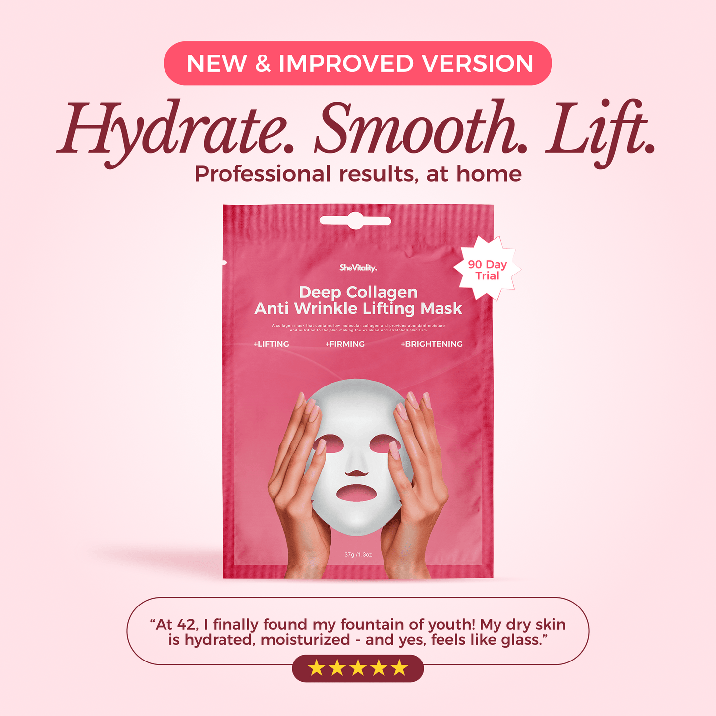 Collagen Glow Up Mask 2.0 - 90 Day Supply (8 Masks + 4 FREE!)